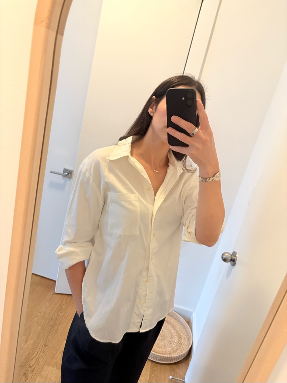 Reformation White Relaxed Button-Down Shirt